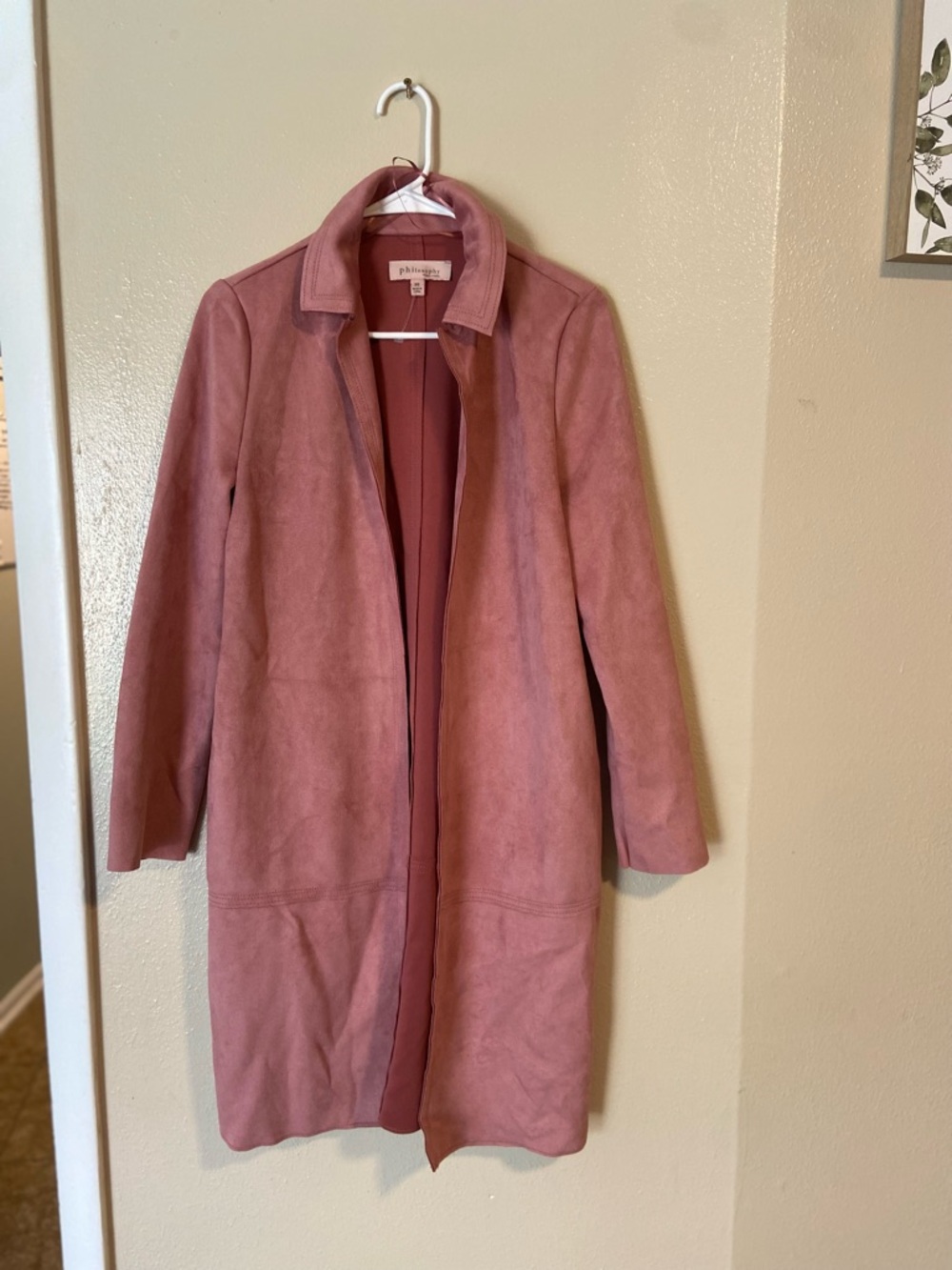 Philosophy Dusty Rose Suede Trench Coat